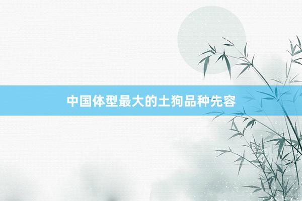 中国体型最大的土狗品种先容